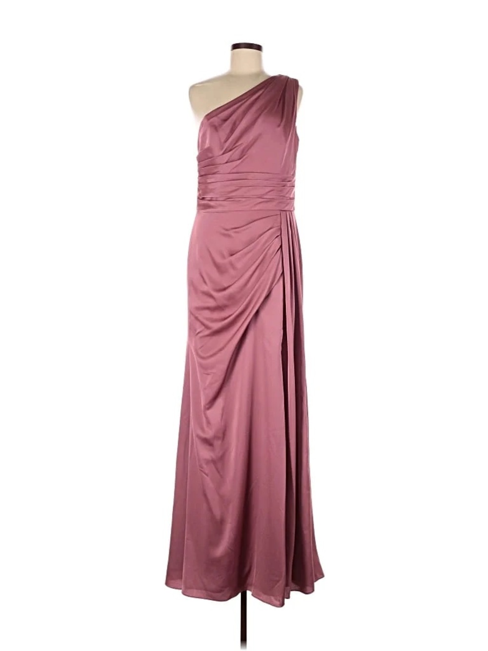 Hayley Paige Occasions One-Shoulder Dusty Rose Maxi Dress